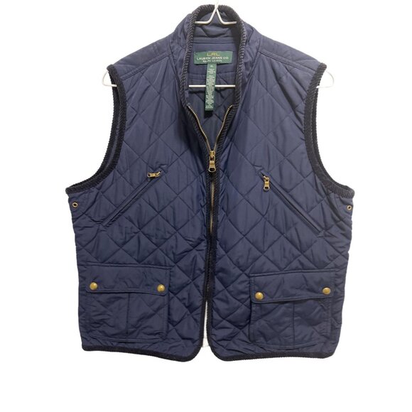 0033 LRL Lauren Jeans Co Quilted Zip-Up Vest Navy - Picture 1 of 1